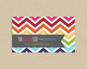 Bright Chevron - Printable Business Card - Rainbow - Multi Colored - Colors Can Be Changed