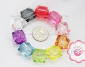 100 ICE CUBE Beads 20mm Clear Square Faceted Lucite Vintage Style Beads