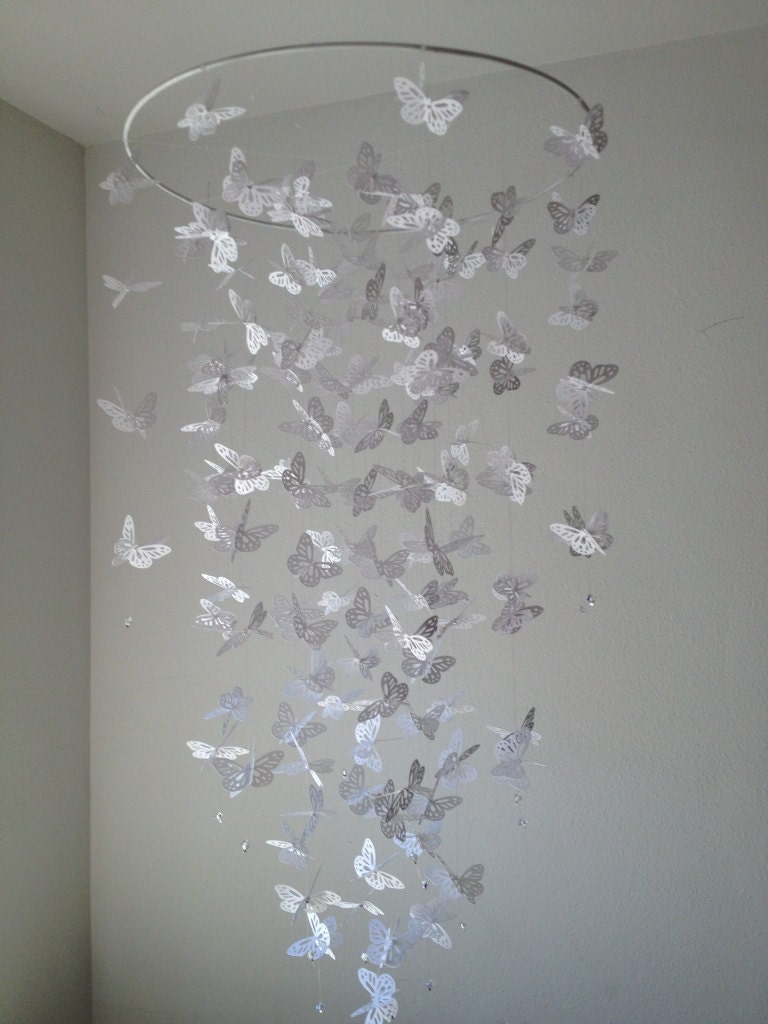 Monarch Butterfly Chandelier Mobile - simply white