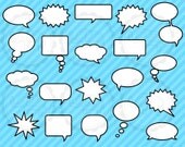 Digital Clip Art - Speech Bubbles Digital Frames - Personal and Commercial - Instant Delivery