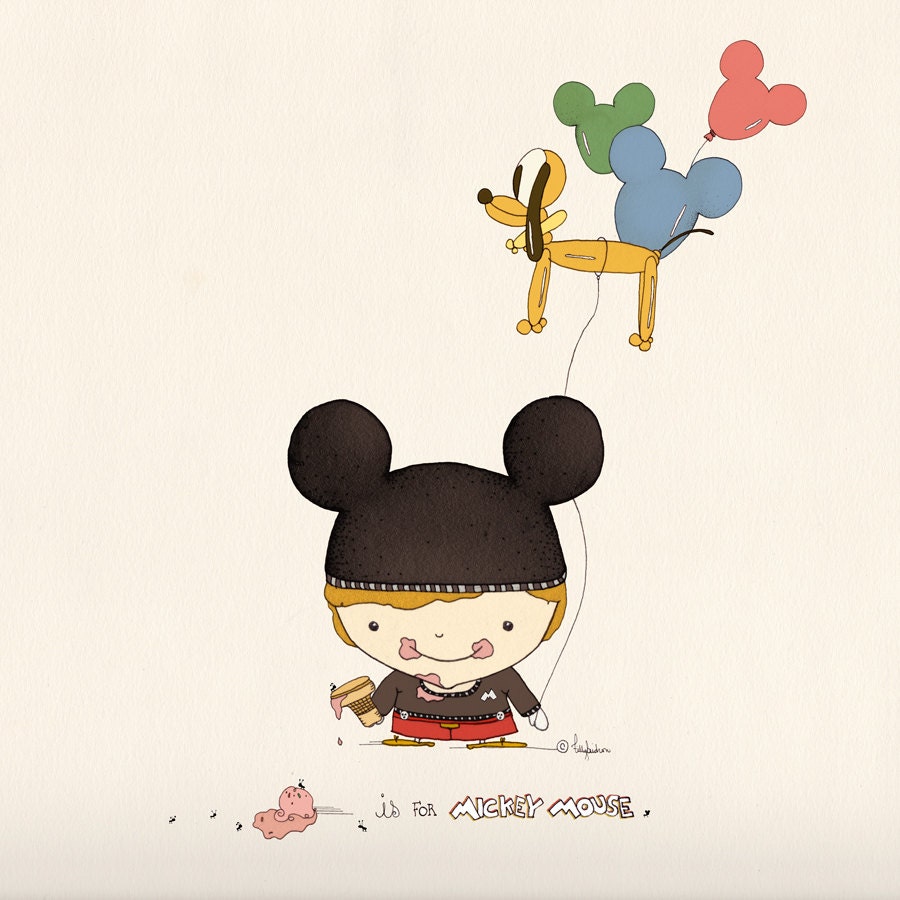 M is for Mickey Mouse Print 6x6