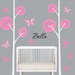 Children Wall Decal Birch Tree Grey Pink Nursery Tree Wall Decal Baby Modern Nursery OHSC