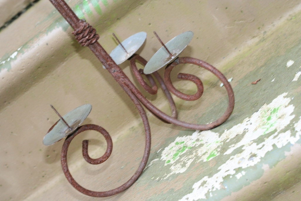 Primitive Gaslight....Vintage Wrought Iron Candelabra