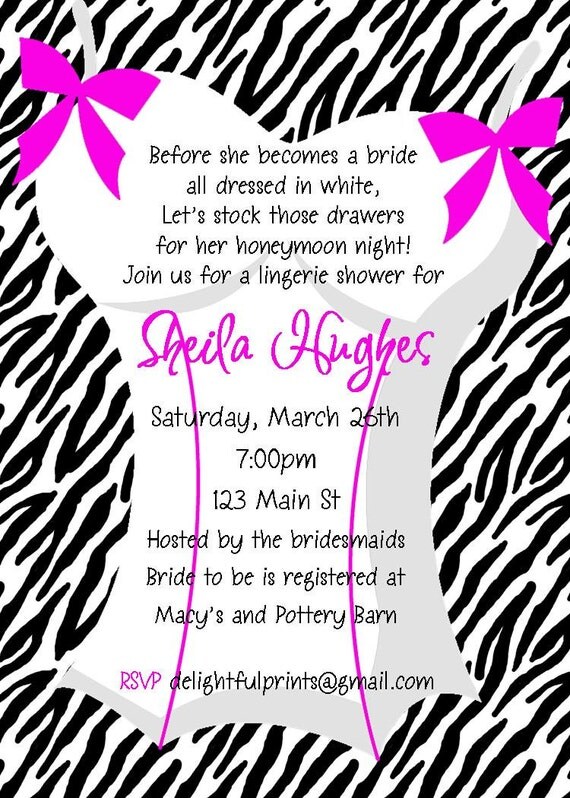 Lingerie bridal shower invitation animal print...DIY you print custom photo card by delightfulprints Il_570xn