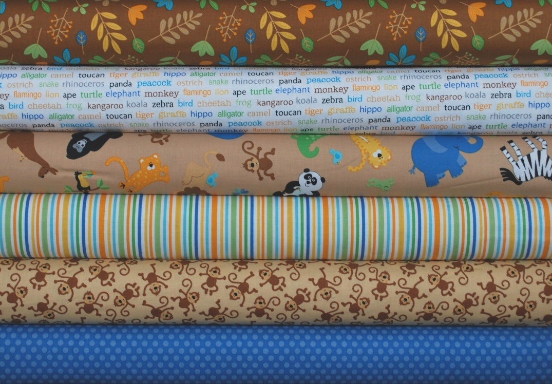 Fat Quarter Bundle of Brown  Zoofari by Doodlebug Design for Riley Blake