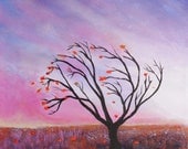 Tree Abstract Art Original Canvas Art Painting Wall art - Remember November - 16 x 12- by Skye Taylor