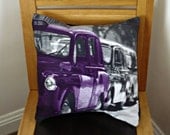 Throw Pillow london taxi cab purple black 16 inch cushion cover transport decorative pillow London