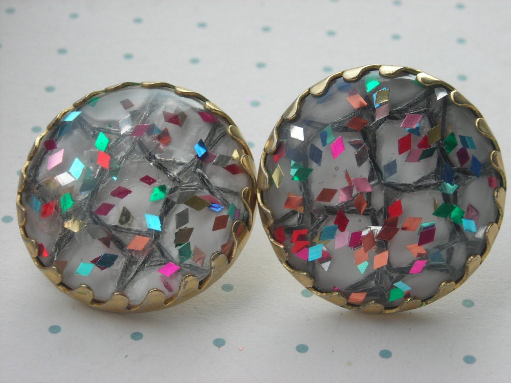 Vintage Sarah Coventry Mardi Gras Confetti Earrings