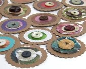 Recycled Flower Embellishments, upcycled eco-friendly gift packaging, self adhesive