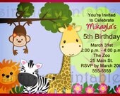 Girls Zoo/Safari Birthday Invitation (Printable Digital file) Il_170x135