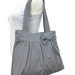 Gray cotton canvas tote bag / purse / shoulder bag / diaper bag - zippered inside pocket with bow