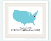 USA Country Love Map Silhouette 8x10 Print - Customized