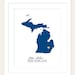 Michigan State Love Map Silhouette 8x10 Print - Customized