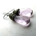 Pink Crystal Earrings Rose Pink Romantic Wire Wrapped Oxidized Sterling Silver BellinaCreations Bellina Creations