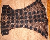 SALE Handmade crochet black flowers boho chic long maxi XL plus size party dress