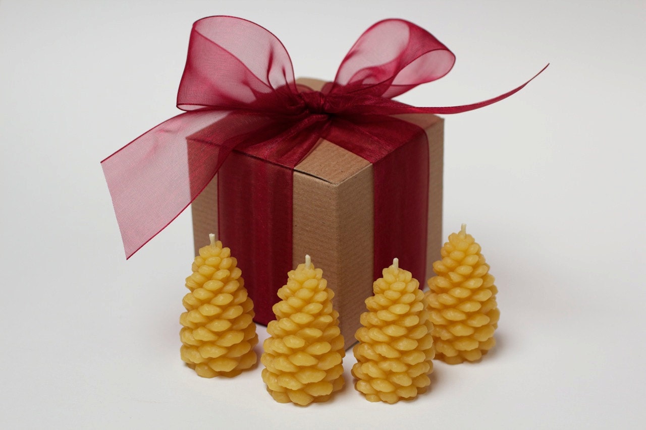 Gift Wrapped - Beeswax Candle Collection - "Pine Cone 4 Pack" - by Pollen Arts -