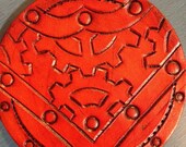 Steampunk Geared Leather Bracer Patch Top Hat Medallion - MADE TO ORDER