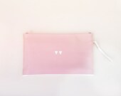 Pink Leather zipper Clutch