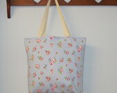 Tote Bag Blue Rosebud Fabric Shabby Chic Style