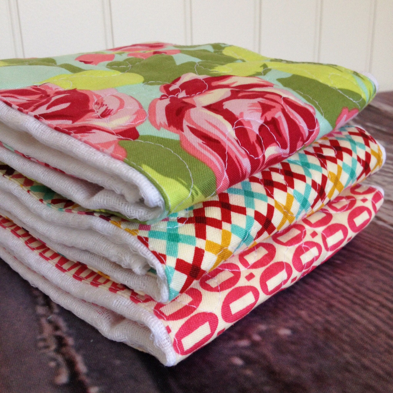 Kisses and Hugs Quilted Burp Cloth Set