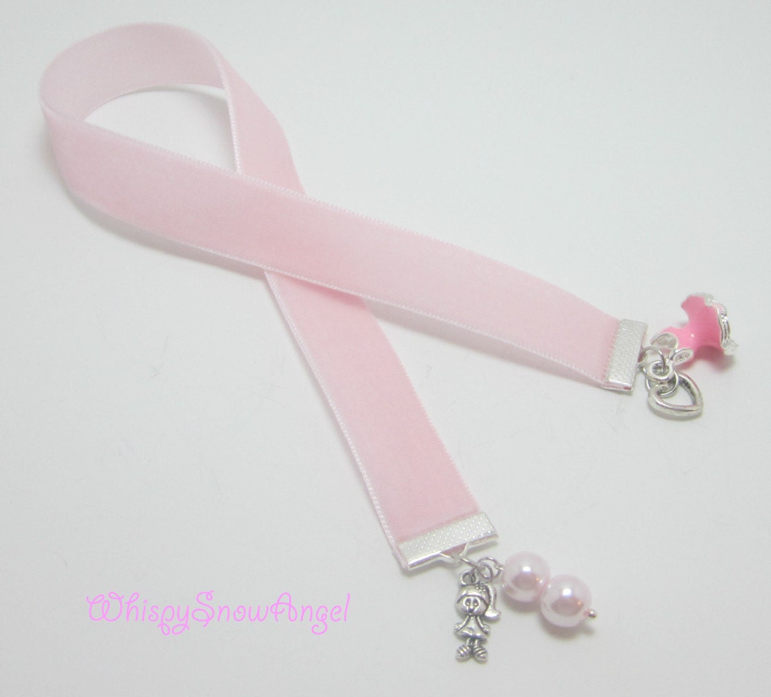Delicate Pink Velvet Ribbon Bookmark Girly