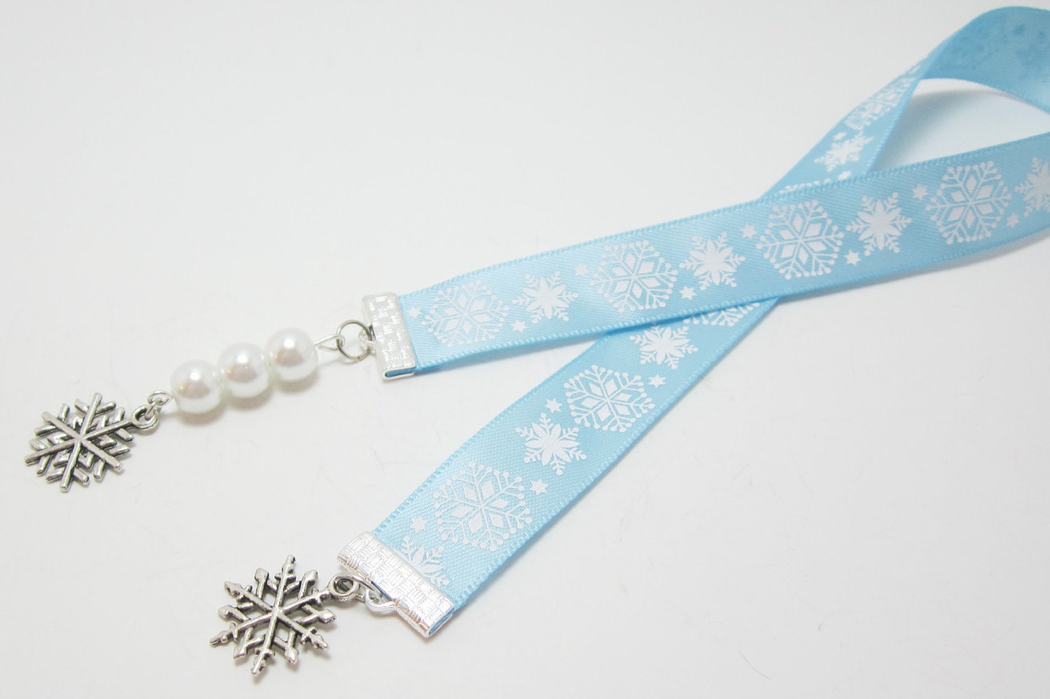 Baby Blue Snowflake Ribbon Bookmark
