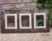 Triple 5x7 Distressed Picture Frame, Asphaltum / Linen