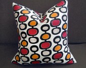 16 x 16 Mid-Century Modern Red Gold Black White Pillow Cover Contemporary Decorator Toss Throw Accent Pillow Cover