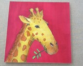 2 Art Panels, 6x6, Wild Animals, Children's art, Prints on Wood Panel, Watercolor