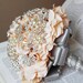Vintage Bridal Brooch Bouquet Wedding Cake Topper - Pearl Rhinestone Crystal - Silver Peach Grey - 55% off - CT001LX