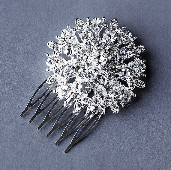 Rhinestone Bridal Hair Comb Accessory Wedding Jewelry Crystal Flower Side Tiara FREE Combine Shipping US CM027LX