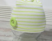 Cute lime green and white striped cotton photo prop hat, newborn photography props