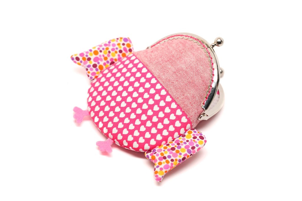Cute hearty red owl clutch purse