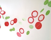 Christmas Garland - Red and Green Decoration - Snowflake Garland - Christmas Decorating