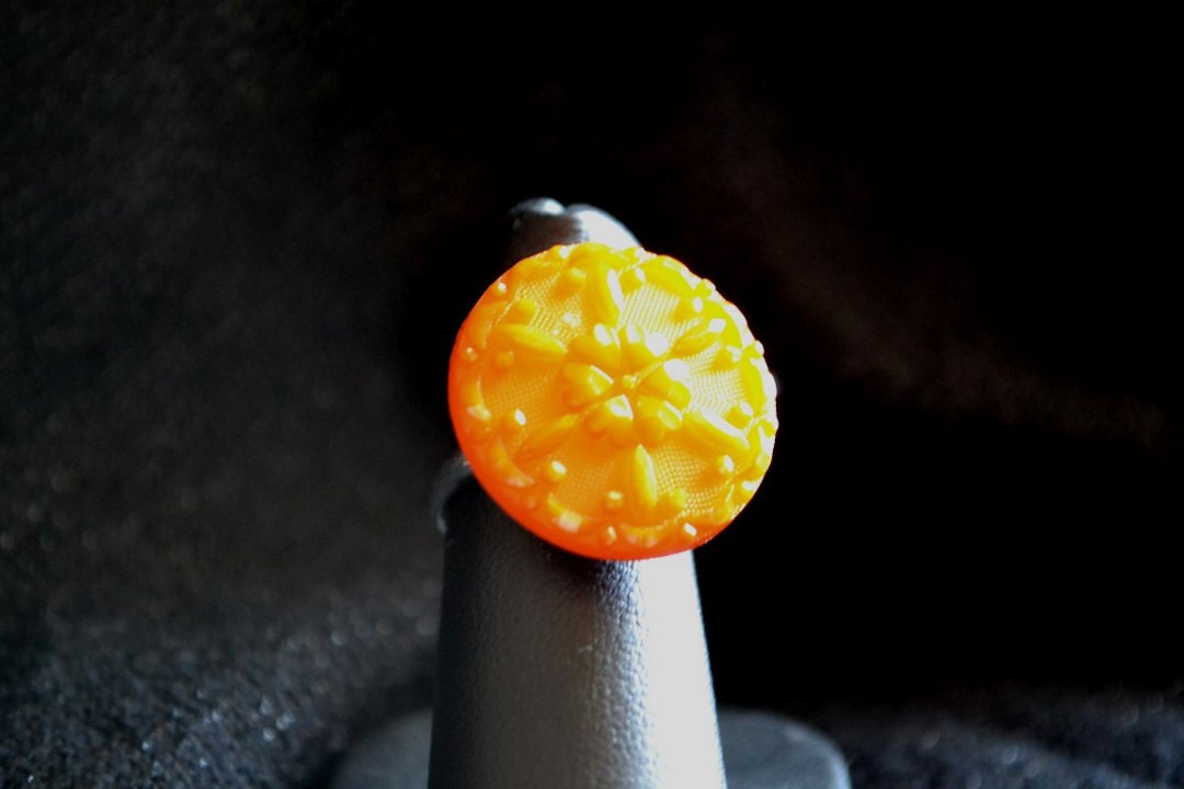 Orange Button Adjustable Ring