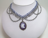 chainmaille, choker, fairy, necklace, chainmaille necklace, cameo necklace, cameo jewelry