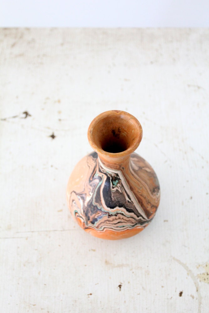 Vintage Nemadji Pottery // Clay Vase // Dusty Swirler