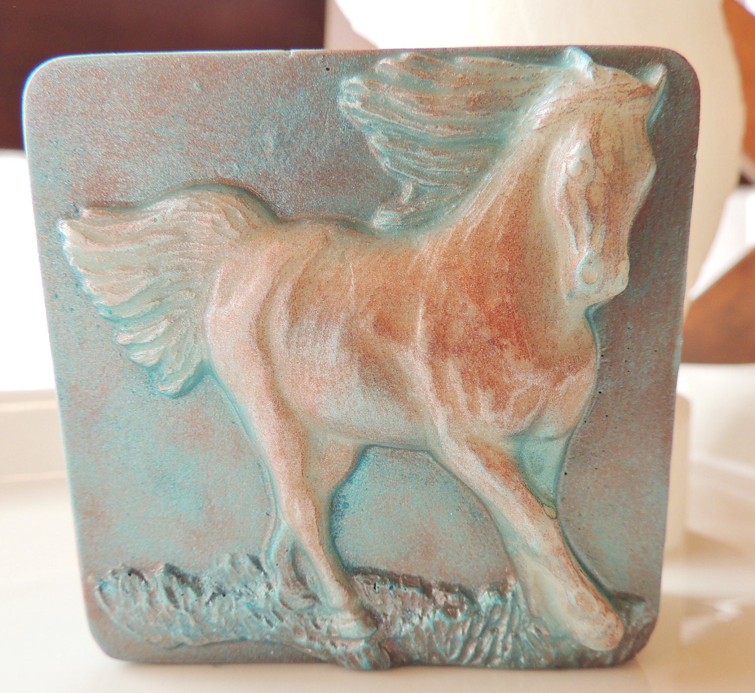 SOAP, Wild Horses in Copper and Patina, Scented in Mandarin Spice, Vegetable Based, Handmade
