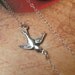 Sideways Sparrow Bird Antique Silver Necklace