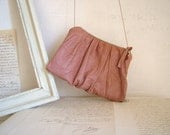 Pink Leather Pouch with Pretty Chain Cross Body Strap.  Party Purse.