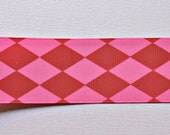 Red and pink Jester/Diamonds on 1 1/2" grosgrain ribbon- Valentines Il_170x135