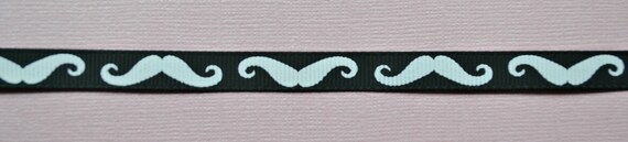 white Mustaches on 3/8" grosgrain ribbon- Movember Il_570xn