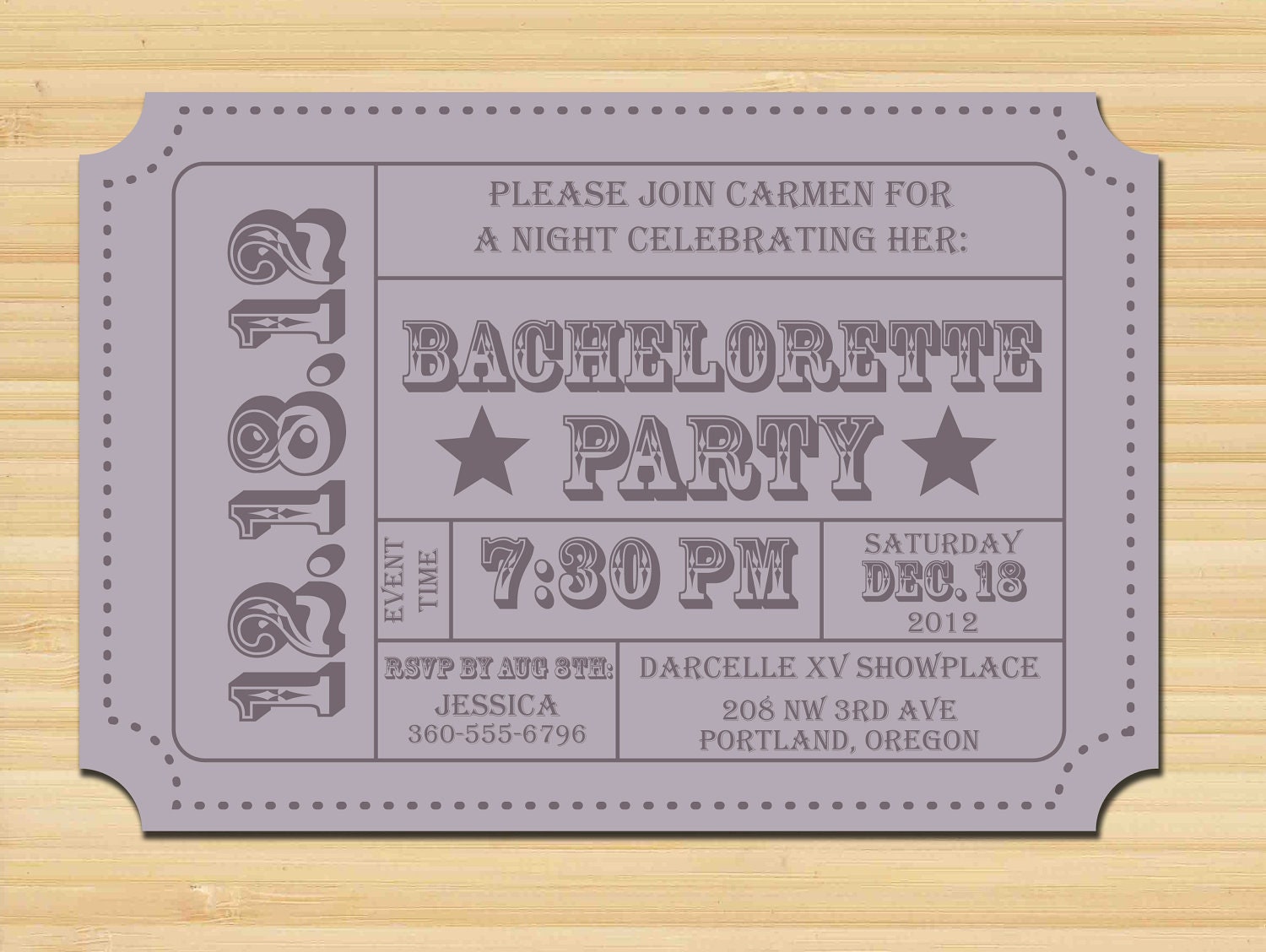 Bachelorette Party Invitation- DIY Digital Printable File- Admission Ticket Stub