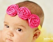 Satin Mini Rosette Flower Headband, Custom Colors,  M2M