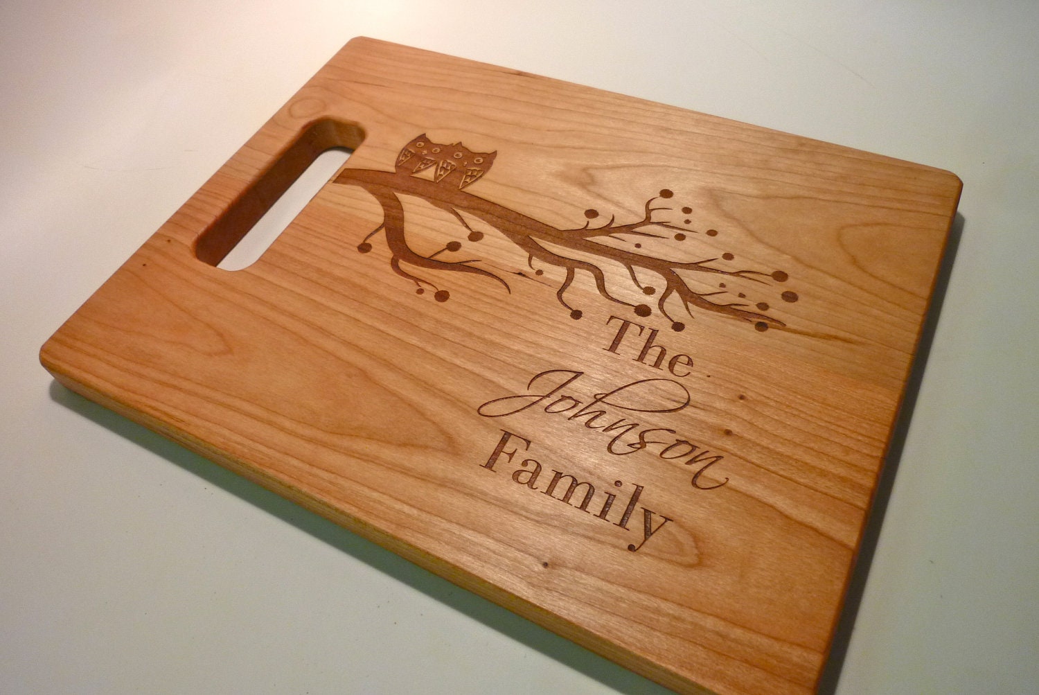 Personalized Cutting Board, Custom Engraved - Cherry Wood - 9" x 12" - Wedding Gift, Anniversary Gift, Personalized