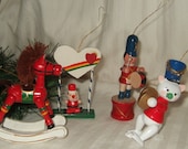 Vintage wooden Christmas ornaments, wood Christmas ornaments, 1970's, Christmas ornament collection