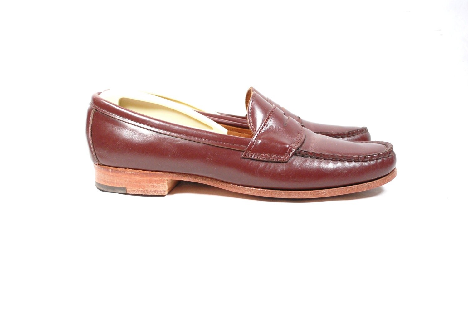 Vinatge Womens US 7 N Burgundy Leather Nordstrom Slip On Penny Loafers Shoes