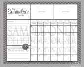 Custom Chevron Stripe - Everyday Message Center Calendar - 16x20 JPEG Digital/Printable File  - You Choose Your Color - You Print