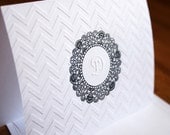Monogram stationery set with chevron pattern in black and white- set of 20, enevelopes included