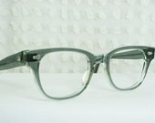 60s Glasses 1960's Mens Eyeglasses Clear Gray Horn Rim Translucent Round Unisex Frames 46/20 NOS Pathway Optical